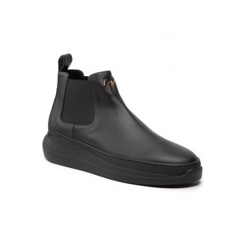 Ghete barbati -  piele naturala - negru - croiala ingusta