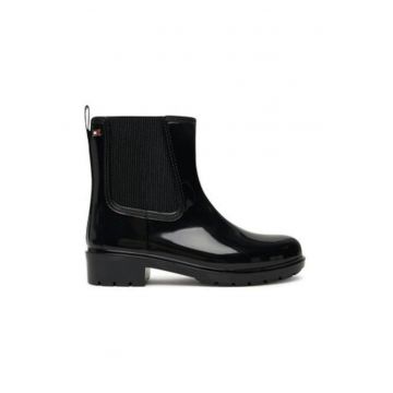 Ghete dama -  Model Wellington - Plastic - Negru