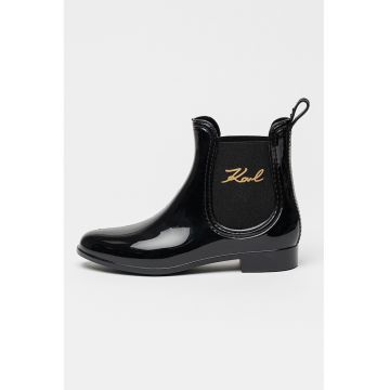 Ghete de piele ecologica cu logo - Negru