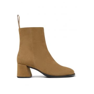 Ghete de piele intoarsa cu toc - Maro camel