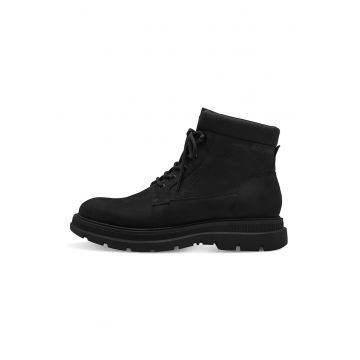 Ghete de piele nabuc cu segment din material sintetic - Negru