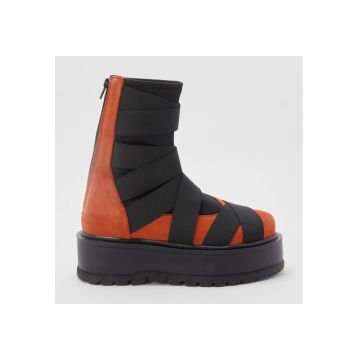 Ghete din piele intoarsa si textil Uddy - Portocaliu
