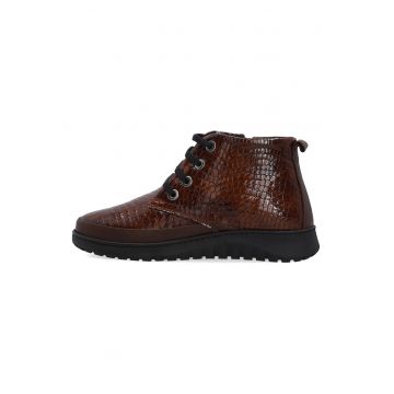 Ghete din piele lacuita cu aspect de piele de crocodil