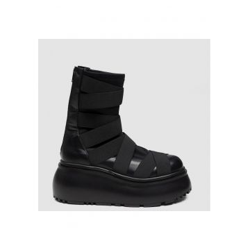 Ghete din piele naturala cu model suprapus din benzi elastice Uddy Extreme - Negru