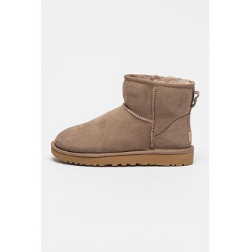Ghete slip-on cu finisaj rezistent la apa - din piele intoarsa Classic Mini II - Maro taupe deschis