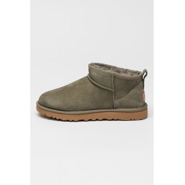 Ghete slip-on de piele intoarsa cu finisaj rezistent la apa Classic Ultra Mini - Verde feriga