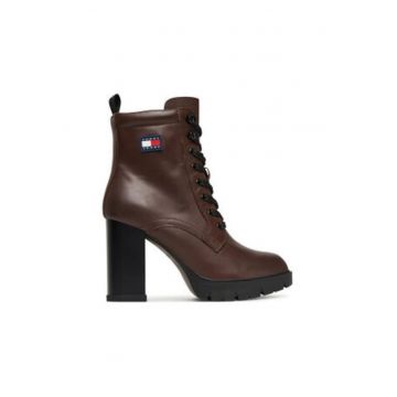 Botine de piele napa cu toc inalt