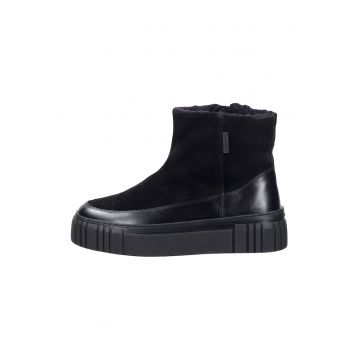 Botine din piele intoarsa si piele cu platforma Snowmont - Negru