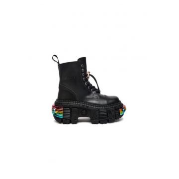 Ghete barbati  model M-WALL083CCT-S8 - piele naturala - negru - Negru
