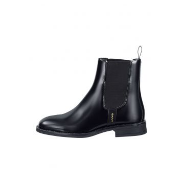 Ghete Chelsea din piele cu detaliu logo Fayy - Negru