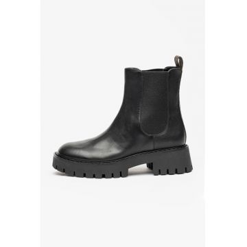Ghete Chelsea din piele - Maro inchis/Negru