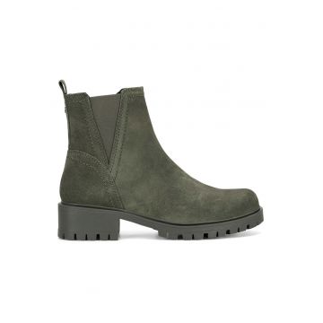 Ghete dama -  piele naturala - verde - inchidere cu fermoar - interior izolat