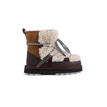 Ghete de piele fara inchidere - Negru/Caramel/Bej deschis