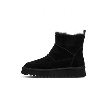Ghete de piele intoarsa cu fermoar - Negru