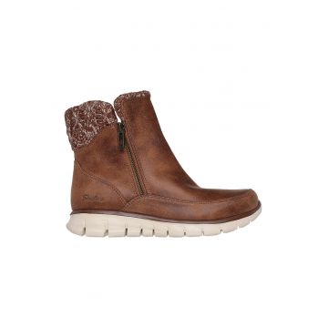 Ghete din piele ecologica cu fermoar Synergy Lovely Collab - Maro