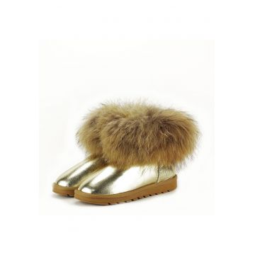 Ghete din piele naturala aurii Gina 19 11513 - Auriu