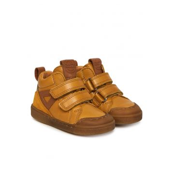 Ghete sport baieti -  piele naturala - galben mustar/maro