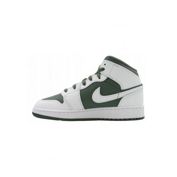 Pantofi Sport -  Air Jordan 1 Mid Gs Dq8423-107 - Marimea 38 - Piele Naturala Si Materiale Sintetice - Talpa Din Cauciuc Pentru Aderenta - Guler Captusit Pentru O Potrivire Mai Buna Si Confort - Amortizare Air-Sole - Khaki / Bej