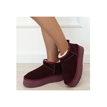 Ghete bordo din piele naturala 6391 113 18596 - Visiniu