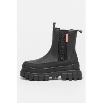 Ghete Chelsea de piele cu insertii sintetice Revolt - Negru