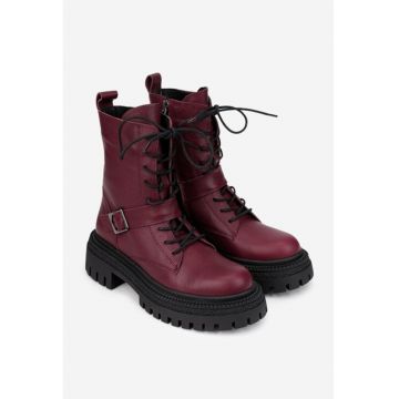 Ghete dama  burgundy din piele naturala