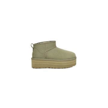 Ghete dama -  Classic Ultra Mini Platform - Piele intoarsa - Verde -