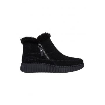 Ghete din piele intoarsa Wilshire Blvd cu talpa wedge