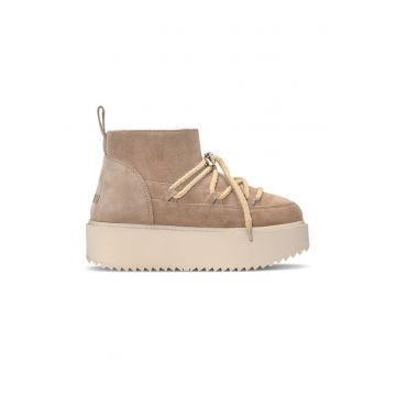 Ghete flatform din piele intoarsa - Bej