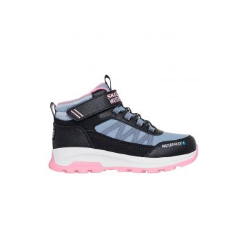 Ghete impermeabile cu velcro - Albastru pastel/Negru/Roz pal