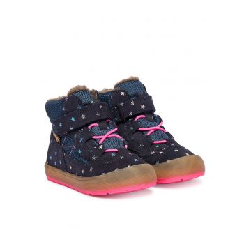 Ghete  piele naturala - albastru - Velcro - Albastru