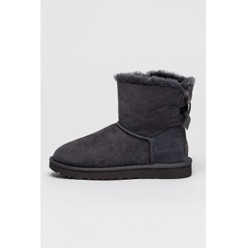 Ghete slip-on din piele intoarsa Mini Bailey Bow II - Gri carbune