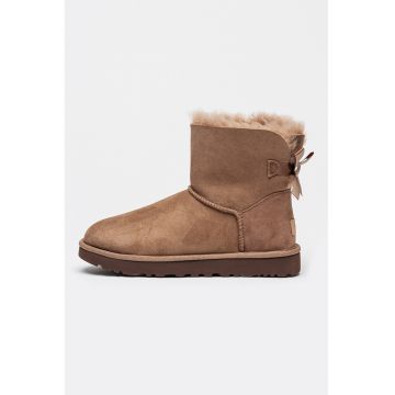 Ghete slip-on din piele intoarsa Mini Bailey Bow II - Maro cognac