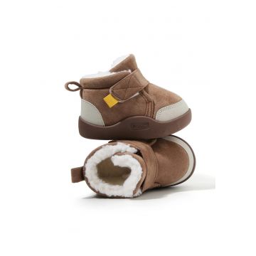 Ghetute de iarna -  talpa flexibila pentru primii pasi - interior imblanit calduros - inchidere velcro - Maro