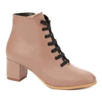 Botine dama bej din piele naturala 6270