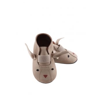 Botosei slip-on din piele nabuc cu model soarece