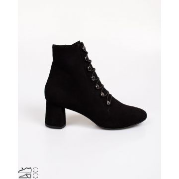 Ghete din piele intoarsa cu siret elastic si toc bloc 2113102001