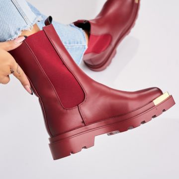 Ghete Dama Imblanite Bordo din Piele Ecologica Irelee