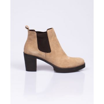 Botine din piele intoarsa cu toc gros pentru femei 22FOR02071