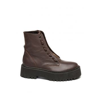 Ghete din piele cu aspect texturat Odyl