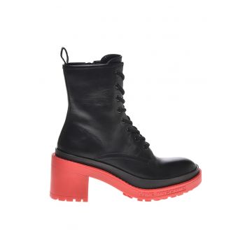 Botine din piele cu toc masiv