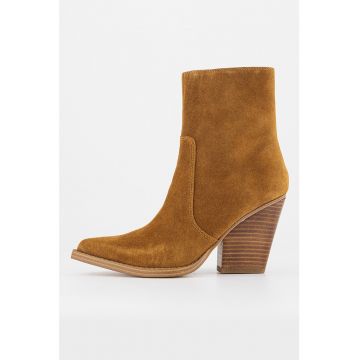 Botine din piele intoarsa cu toc cubanez Gorgeen