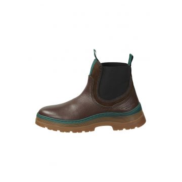 Ghete Chelsea de piele cu insertii textile si de piele intoarsa Maffei