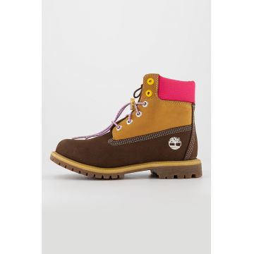 Ghete impermeabile de piele cu model colorblock