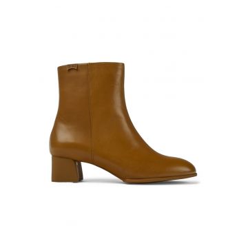 Botine de piele cu toc masiv Katie 967 - Caramel