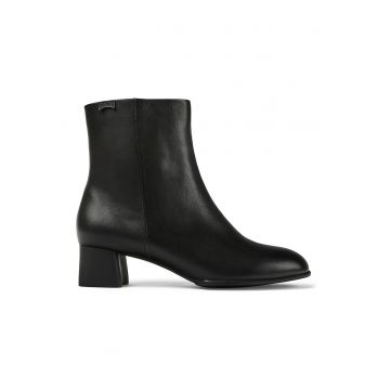 Botine de piele cu toc masiv Katie 967 - Negru