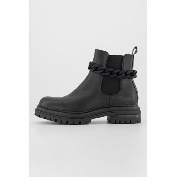 Ghete Chelsea de piele ecologica cu garnitura lant Courtney