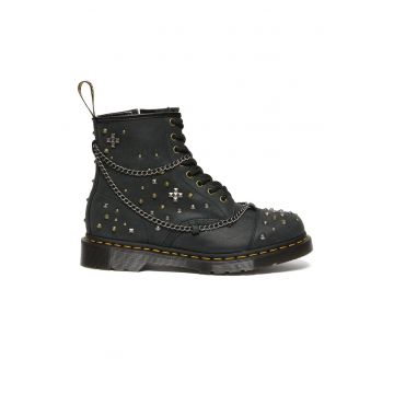 Ghete de piele cu tinte si lanturi decorative