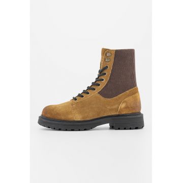 Ghete de piele nabuc cu segment textil