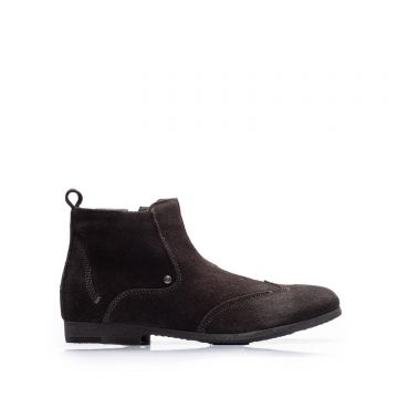 Ghete casual bărbați din piele naturală, Leofex - 705 Gri Velur