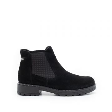 Ghete casual dama din piele naturala, Leofex - 175 Negru Velur